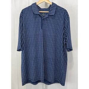 SAN SOLEIL Mens Geo Paisley Print Polo Shirt Short Sleeve UV 50 Blue Size XL